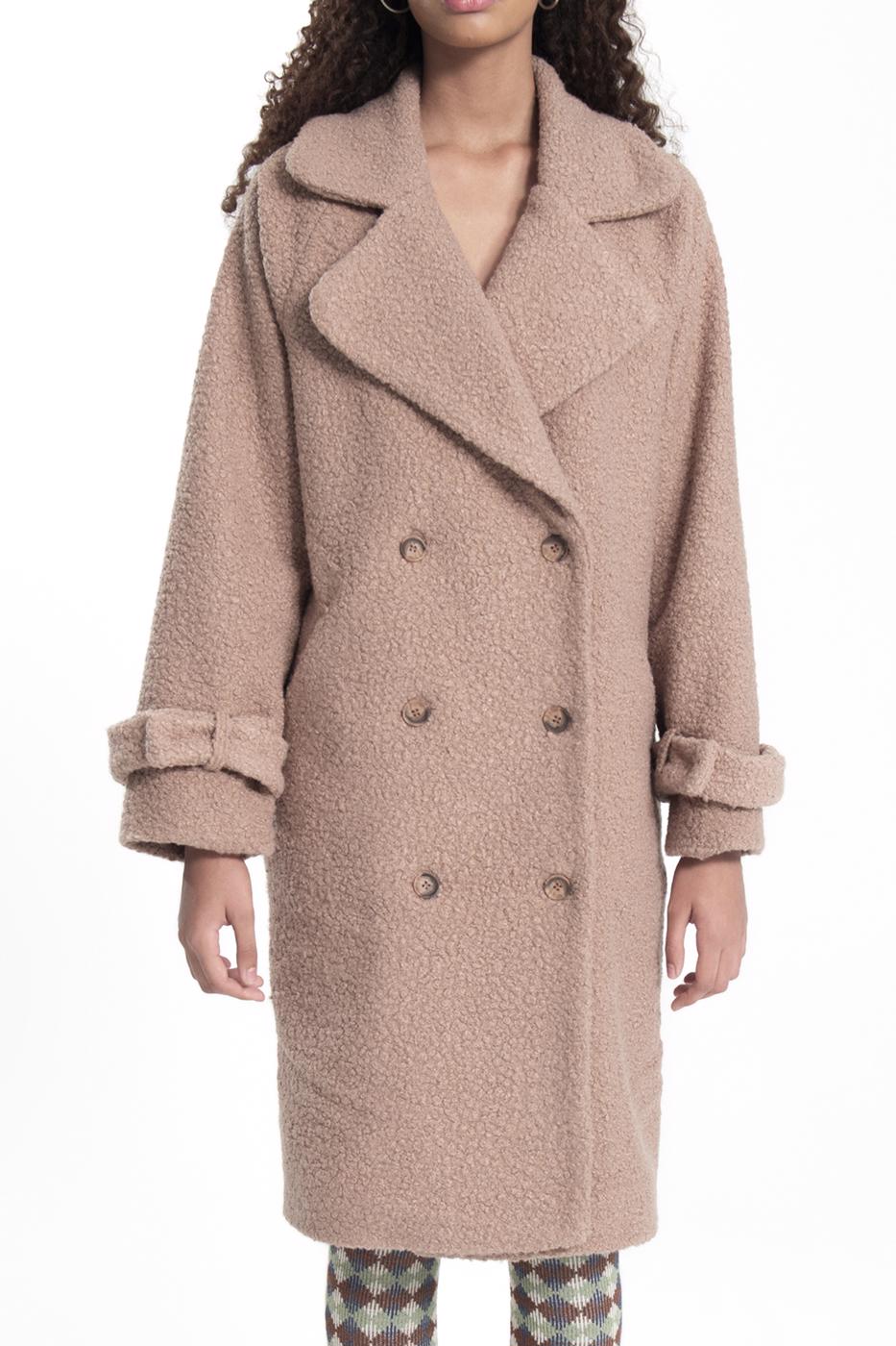 Bayan Bej Kıvırcık Uzun Kaban