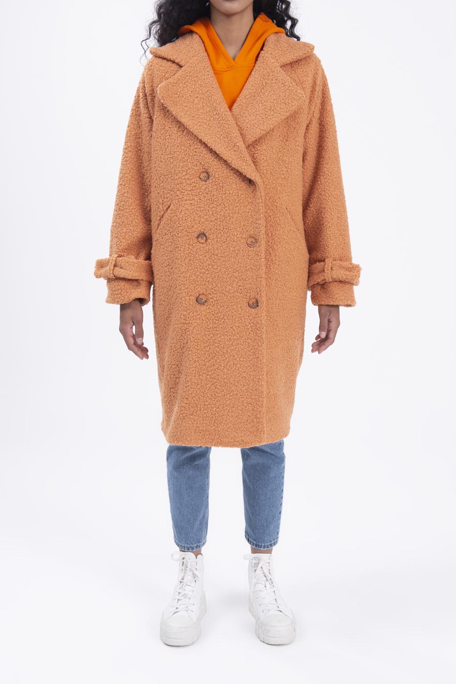 Bayan Oranj Kıvırcık Uzun Kaban