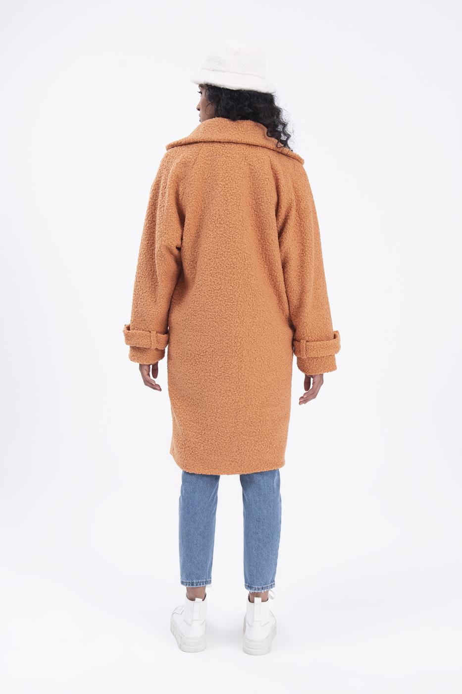 Bayan Oranj Kıvırcık Uzun Kaban