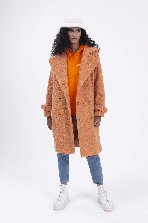 Bayan Oranj Kıvırcık Uzun Kaban - BSL