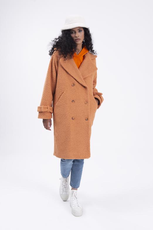 Bayan Oranj Kıvırcık Uzun Kaban - BSL