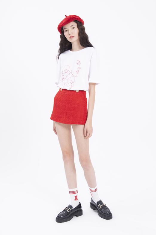 Bayan Kırmızı Mini Etek Görünümlü Şort - BSL