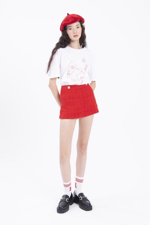 Bayan Kırmızı Mini Etek Görünümlü Şort - BSL