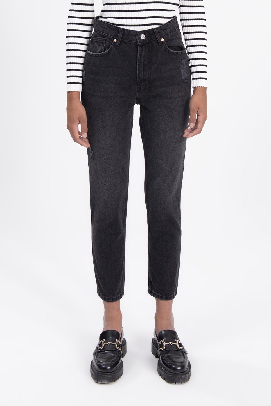 Bayan Siyah Mom Jean Pantolon