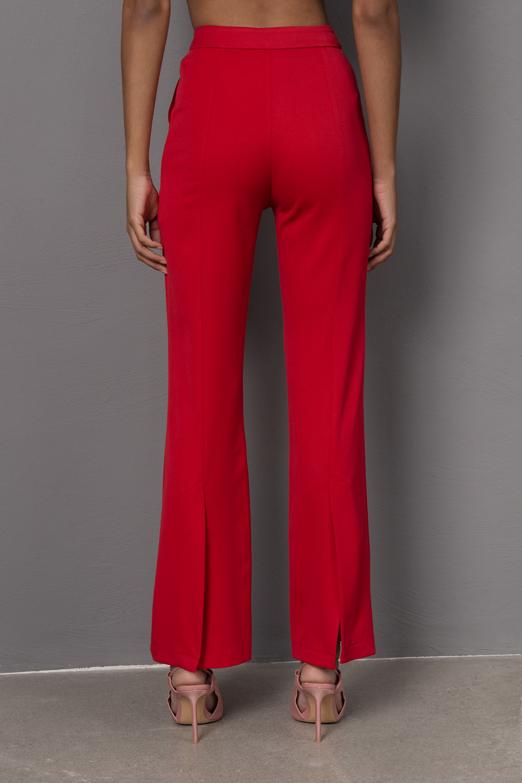 Bayan Kırmızı Yüksek Bel Boru Paça Pantolon - BSL