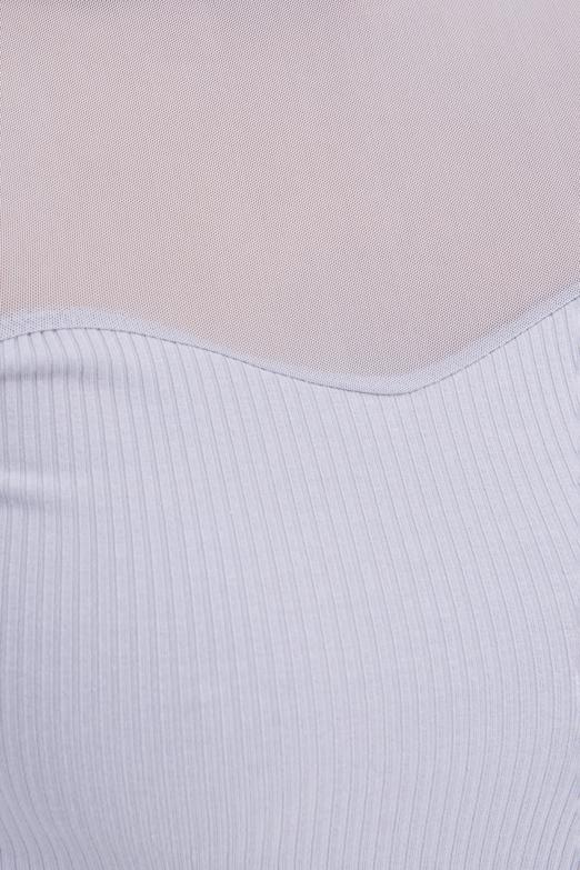 Bayan Gri Balon Kollu Transparan Detaylı Bluz - BSL