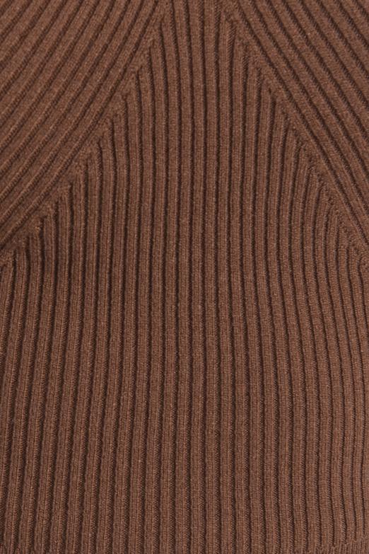 Bayan Kahverengi Göğüs Dekolteli Triko Crop Top - BSL