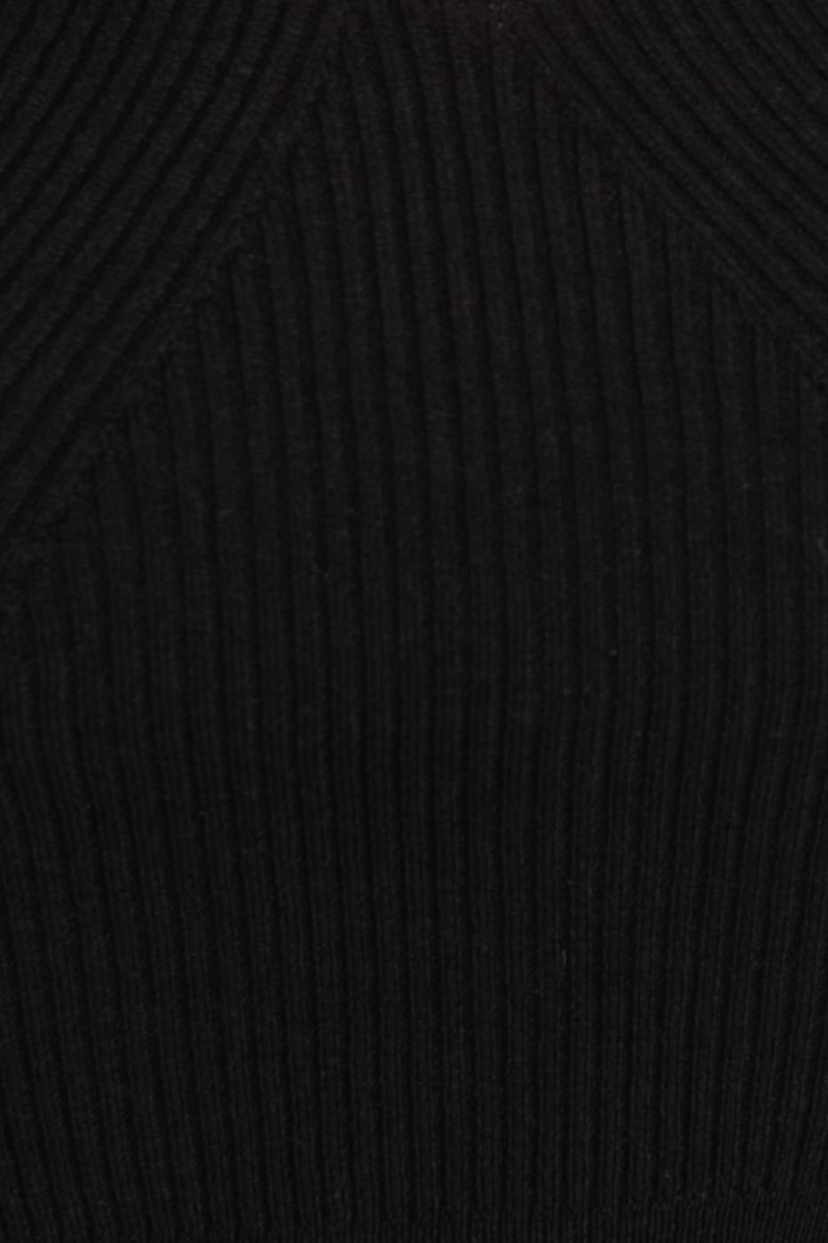 Bayan Siyah Göğüs Dekolteli Triko Crop Top