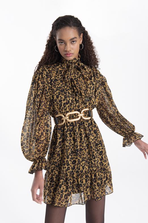 Bayan Yeşil Sırt Pencereli Mini Elbise - BSL