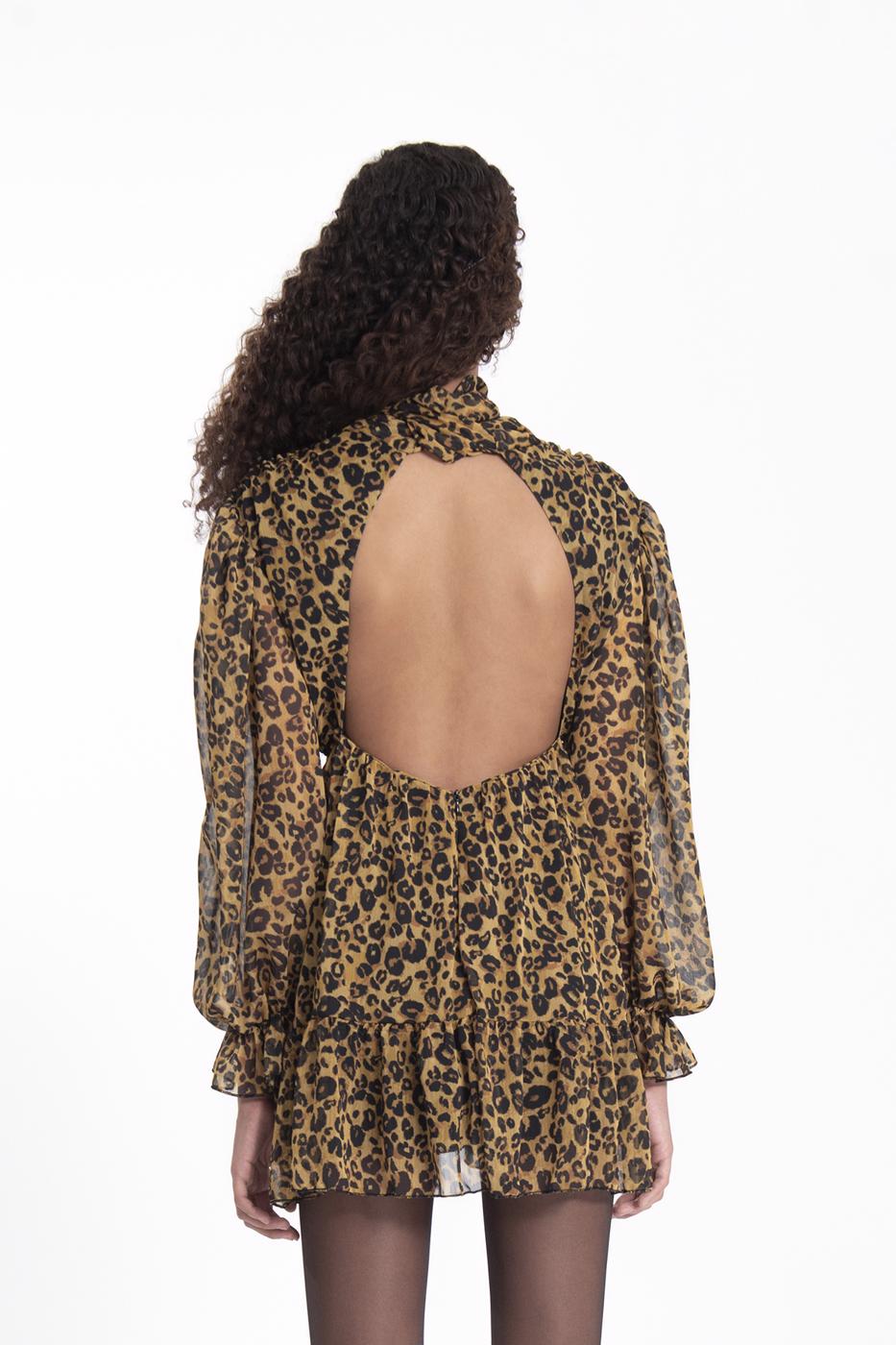 Bayan Yeşil Sırt Pencereli Mini Elbise