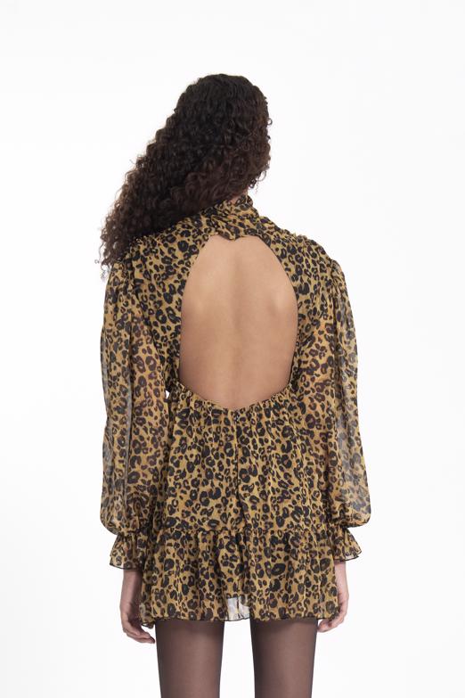 Bayan Yeşil Sırt Pencereli Mini Elbise - BSL