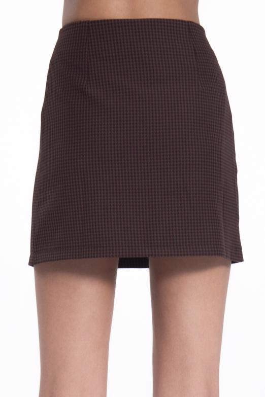 Bayan Kahverengi Düğmeli Mini Etek - BSL