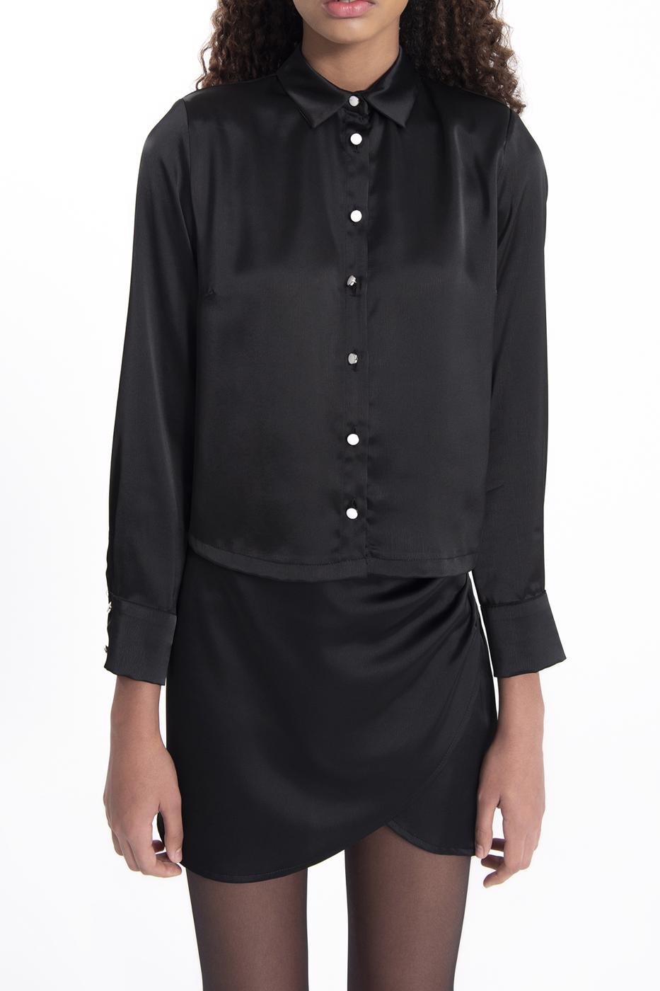 Bayan Siyah Saten Gömlek