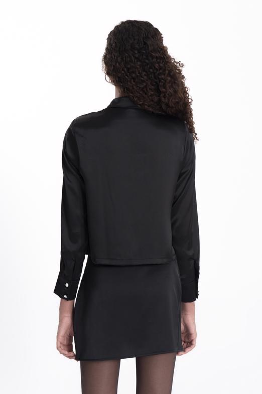 Bayan Siyah Saten Gömlek - BSL