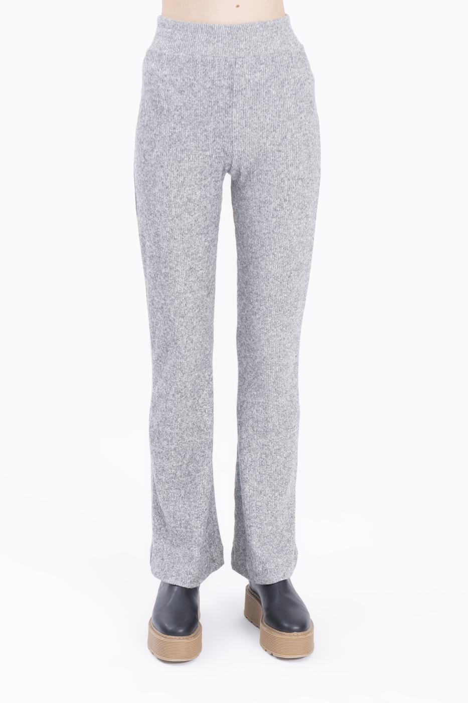 Bayan Gri Beli Lastikli Boru Paça Pantolon