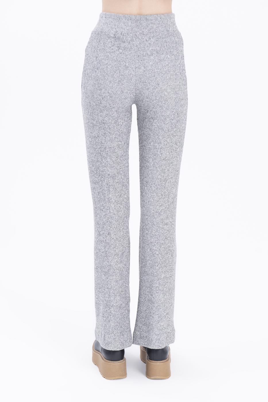 Bayan Gri Beli Lastikli Boru Paça Pantolon