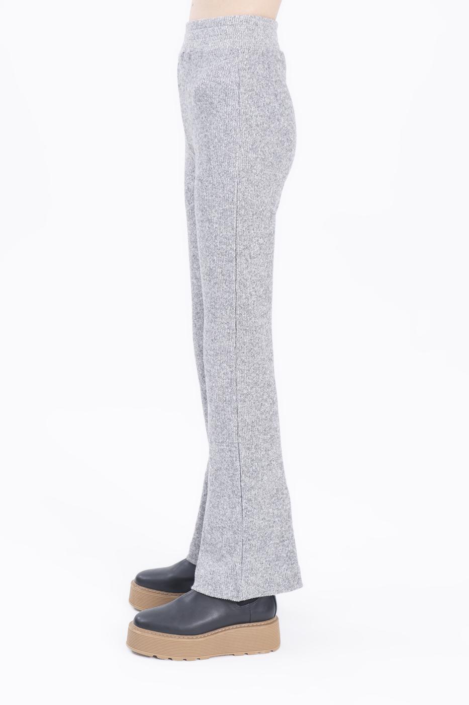 Bayan Gri Beli Lastikli Boru Paça Pantolon