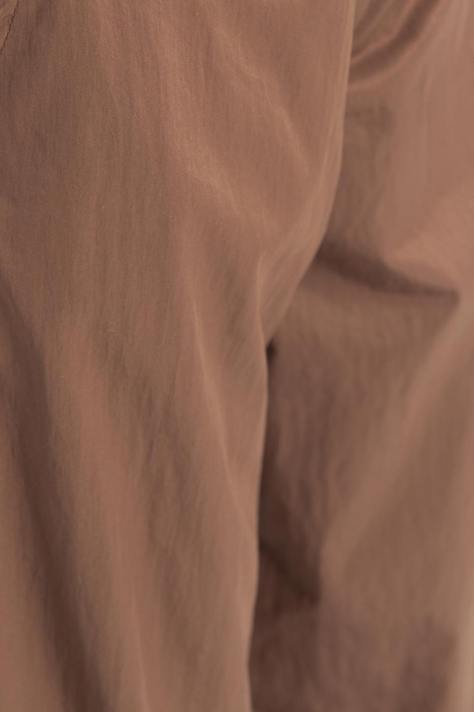 Bayan Kahverengi Düşük Bel Paraşüt Kargo Pantolon