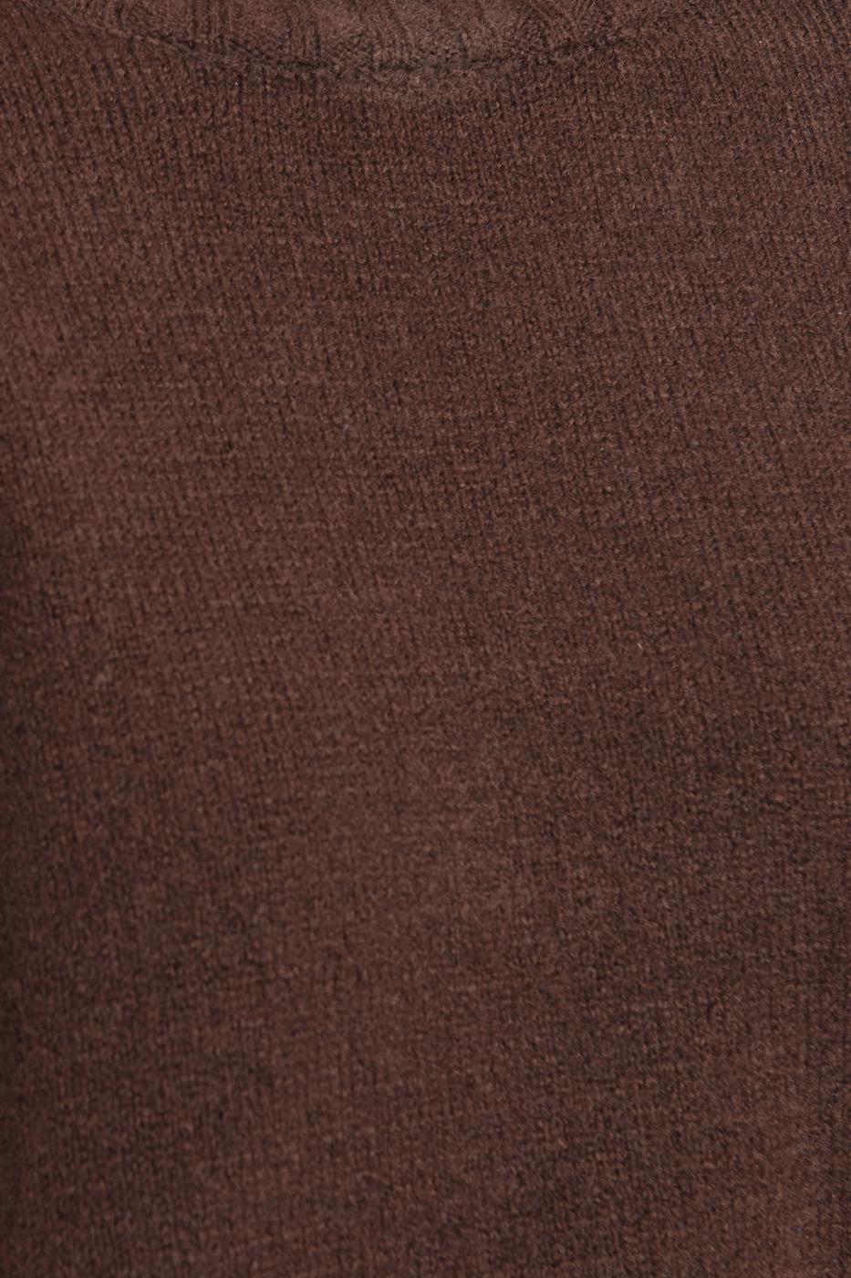 Bayan Kahverengi Yarı Balıkçı yaka Triko Kazak