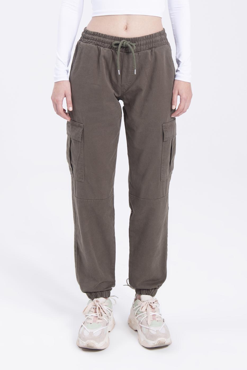 Bayan Haki Düşük Bel Kargo Cep Pantolon