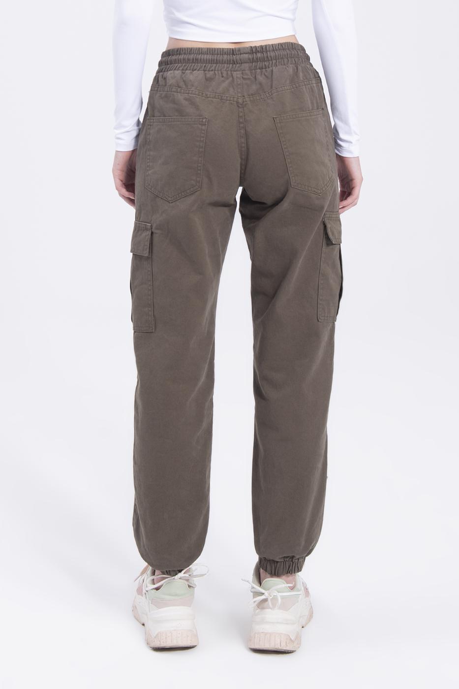 Bayan Haki Düşük Bel Kargo Cep Pantolon
