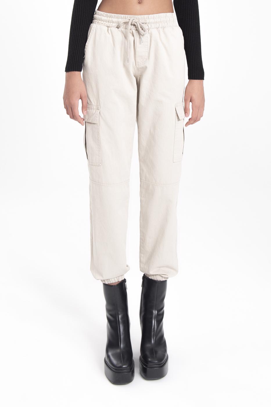 Bayan Taş Düşük Bel Kargo Cep Pantolon