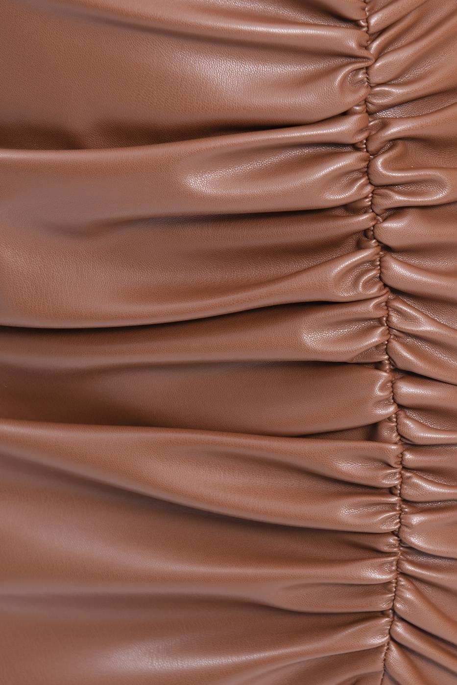 Bayan Taba Drapeli Suni Deri Mini Etek