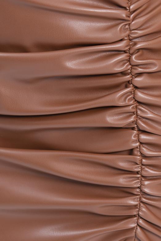 Bayan Taba Drapeli Suni Deri Mini Etek - BSL