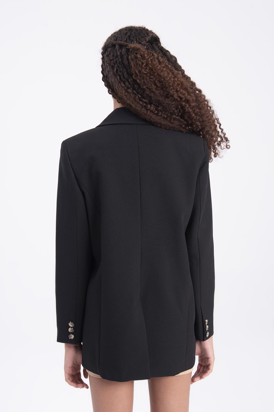 Bayan Siyah Uzun Blazer Ceket