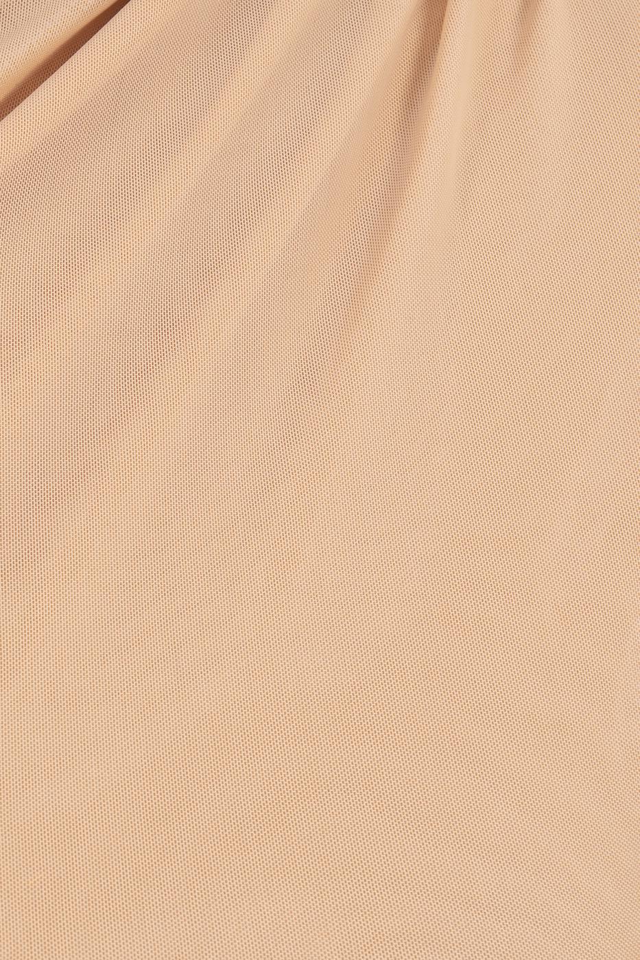 Bayan Bej Tek Omuz Dekolteli Tül Bodysuit