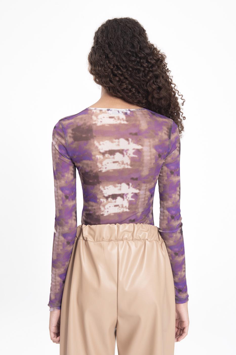 Bayan Mor Tül Bodysuit