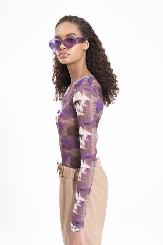 Bayan Mor Tül Bodysuit - BSL