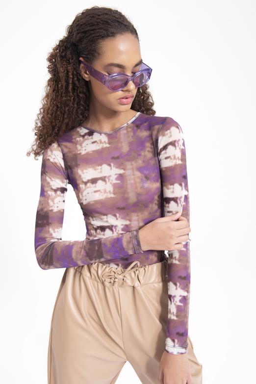 Bayan Mor Tül Bodysuit - BSL