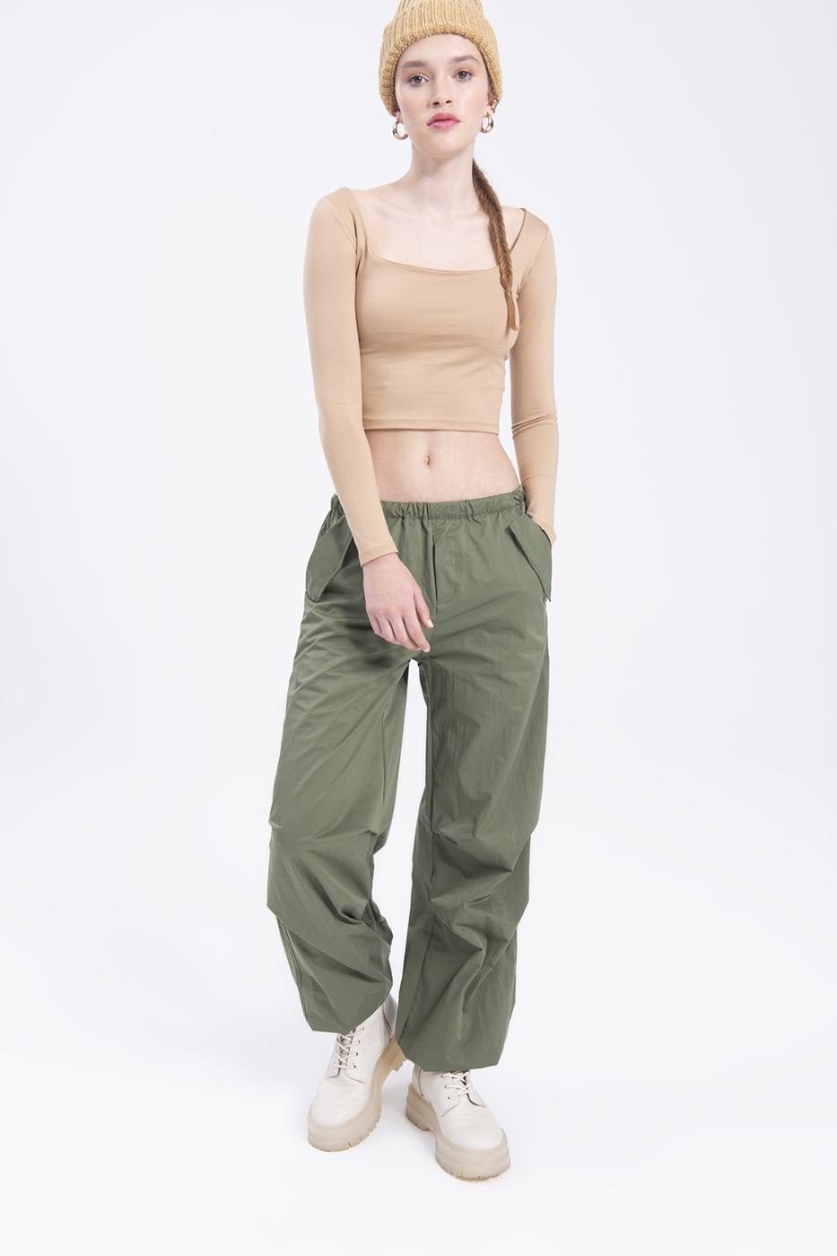 Bayan Haki Paraşüt Kargo Pantolon