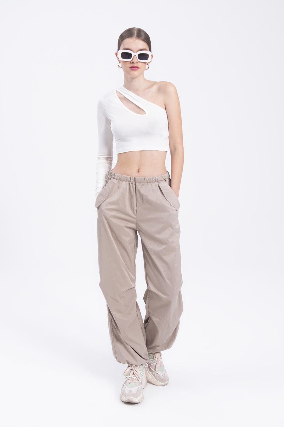 Bayan Bej Paraşüt Kargo Pantolon