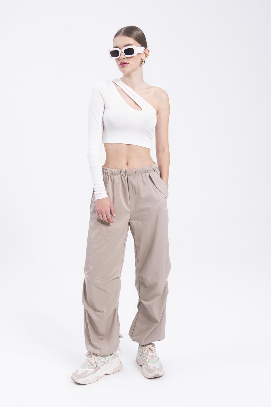 Bayan Bej Paraşüt Kargo Pantolon
