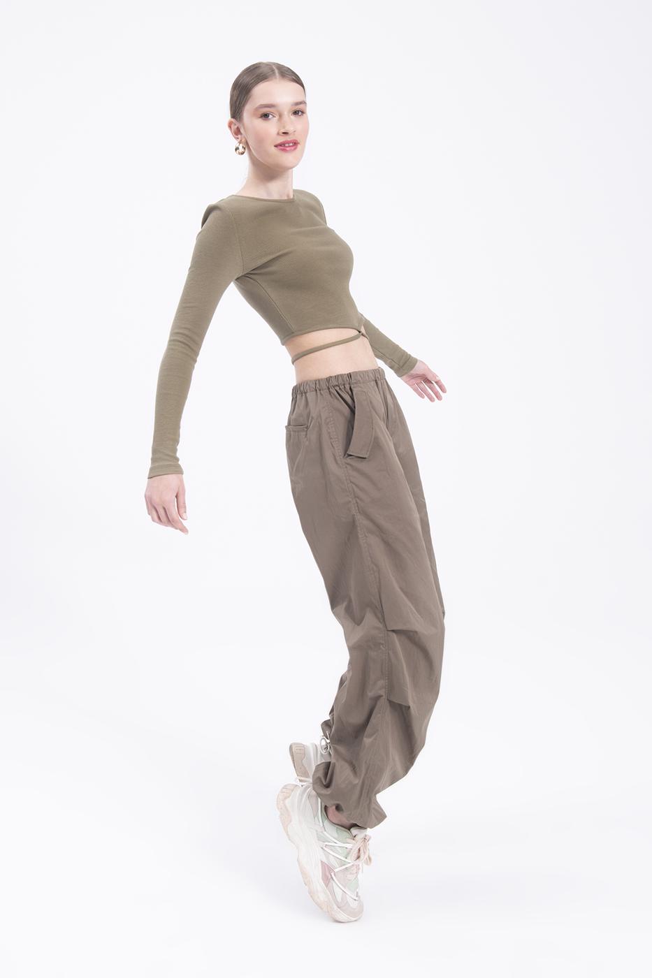 Bayan Haki Paraşüt Kargo Pantolon