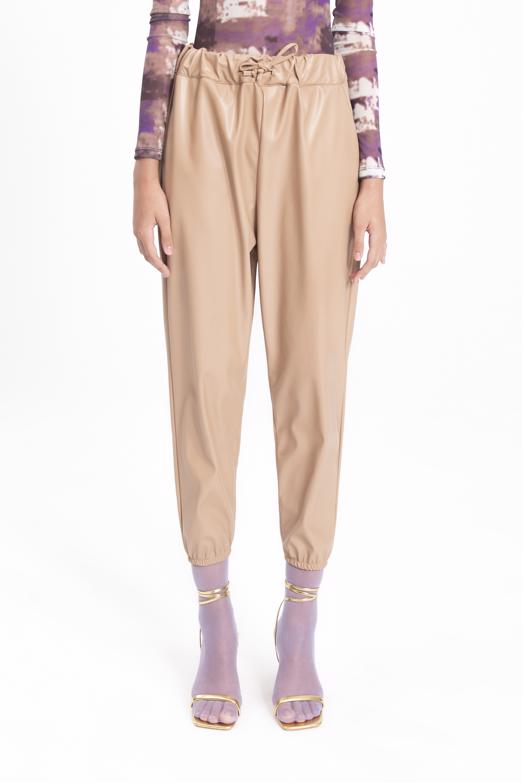 Bayan Taba Kemer Detaylı Suni Deri Jogging Pantolon - BSL