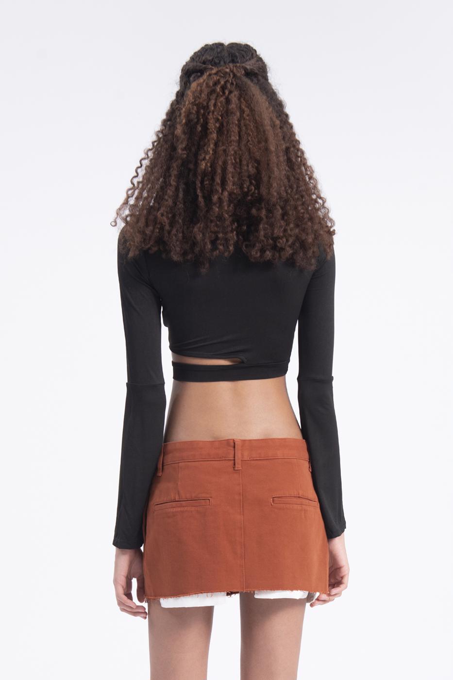 Bayan Kiremit Düşük Bel Pileli Mini Etek