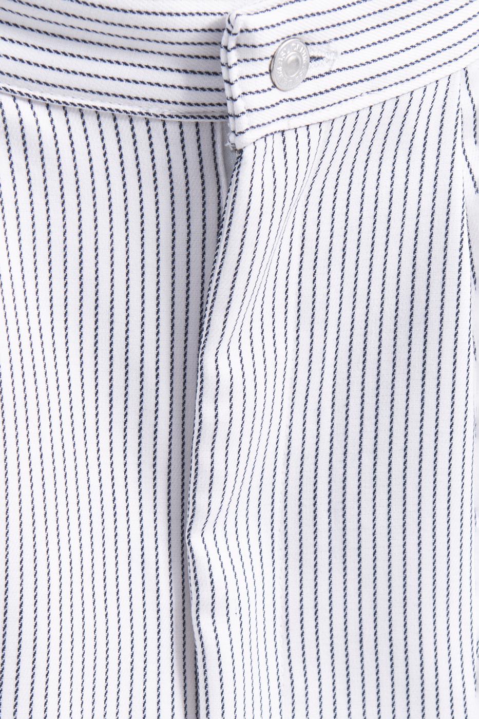 Bayan Ekru Düşük Bel Pileli Çizgili Mini Etek