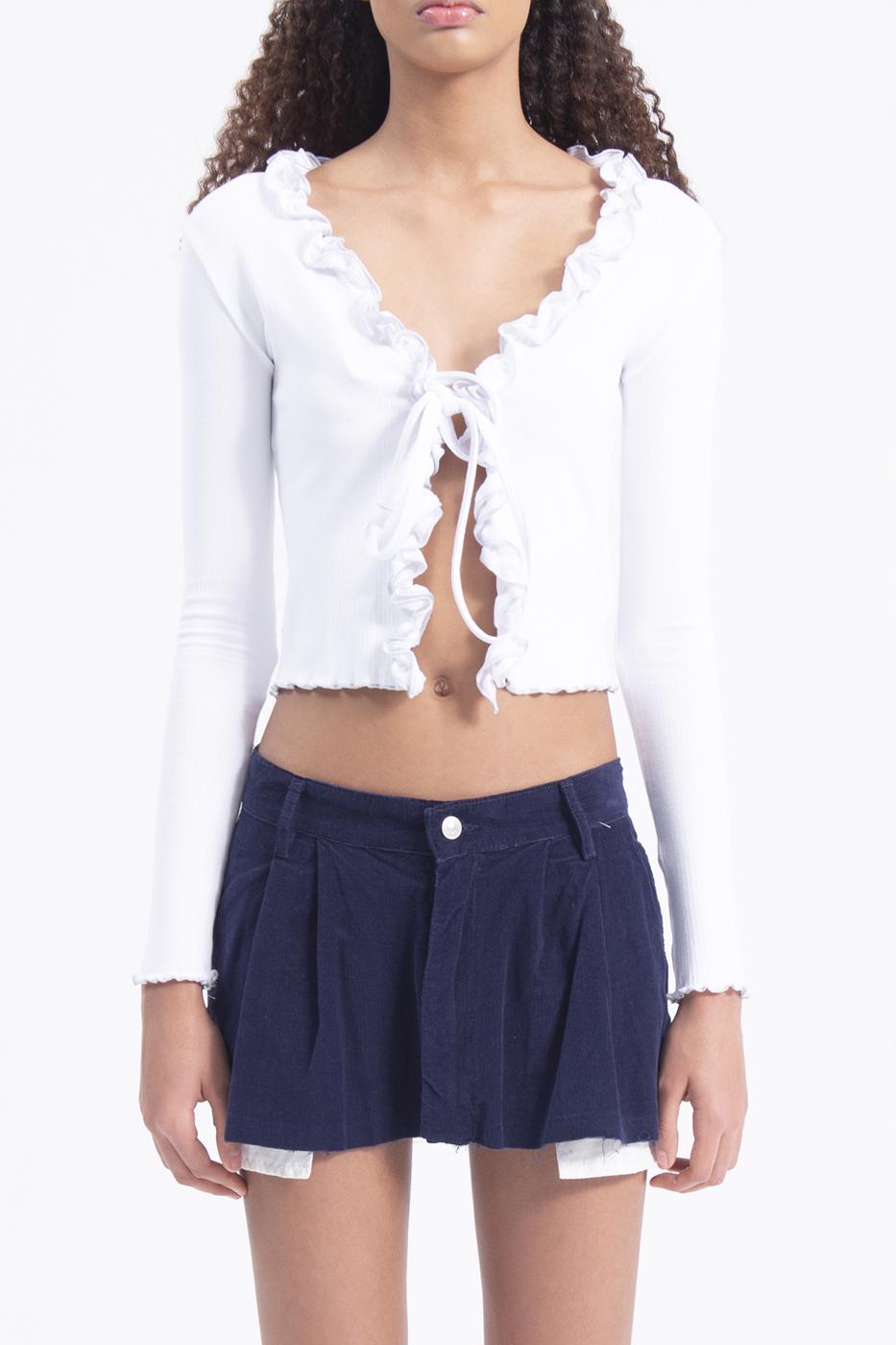 Bayan Lacivert Düşük Bel Pileli Kadife Mini Etek