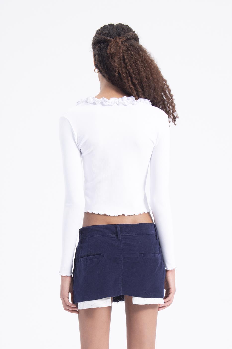 Bayan Lacivert Düşük Bel Pileli Kadife Mini Etek