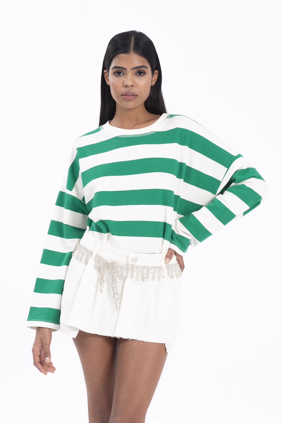 Bayan Ekru Düşük Bel Pileli Kadife Mini Etek