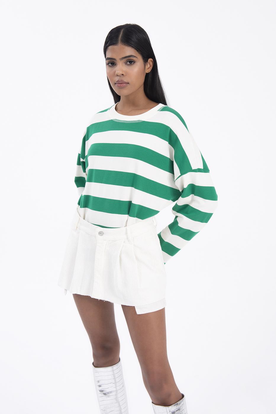 Bayan Ekru Düşük Bel Pileli Kadife Mini Etek