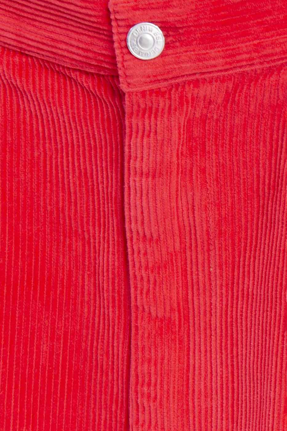 Bayan Kırmızı Düşük Bel Pileli Kadife Mini Etek