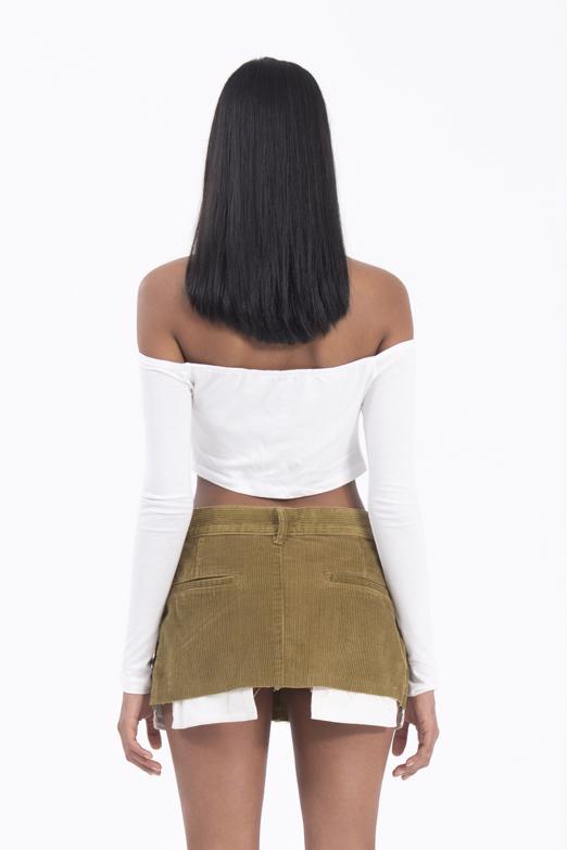 Bayan  Düşük Bel Pileli Kadife Mini Etek