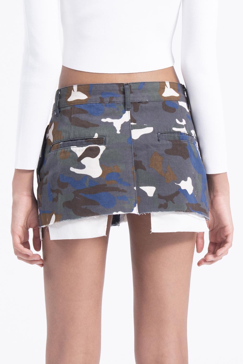 Bayan Haki Düşük Bel Pileli Kamuflaj Mini Etek