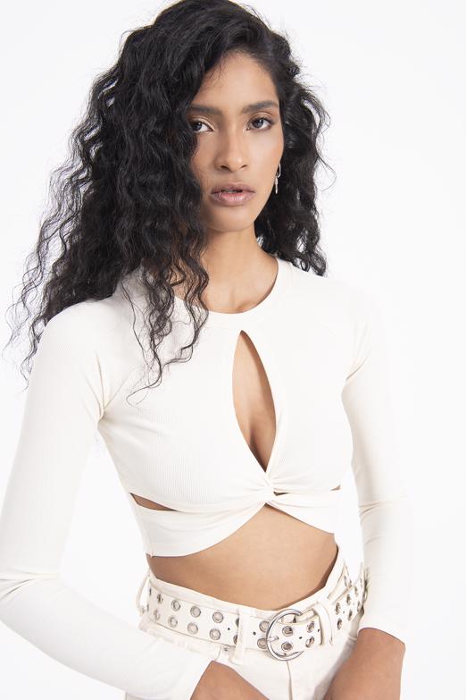 Bayan Ekru Crop Top - BSL