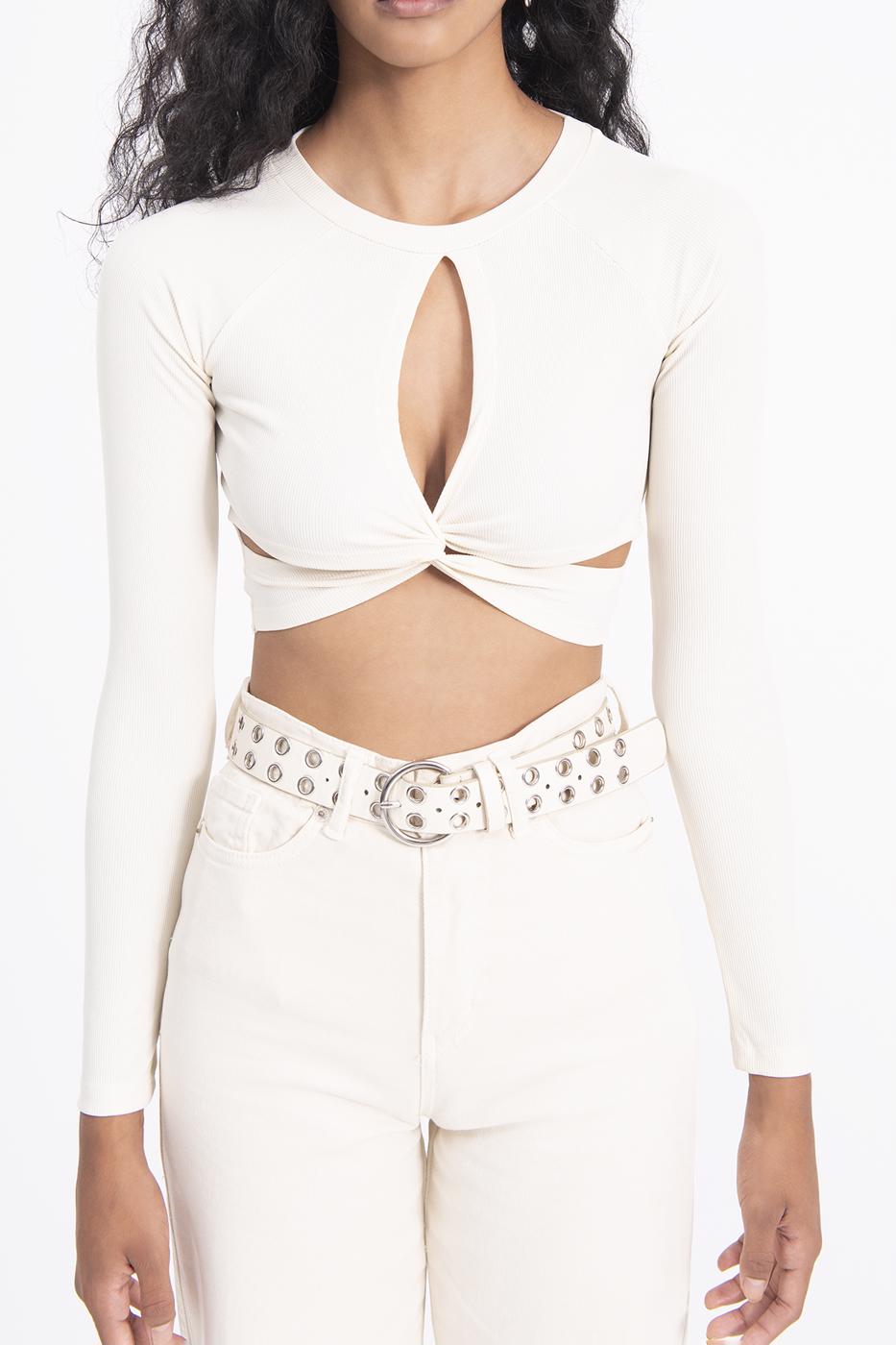Bayan Ekru Crop Top