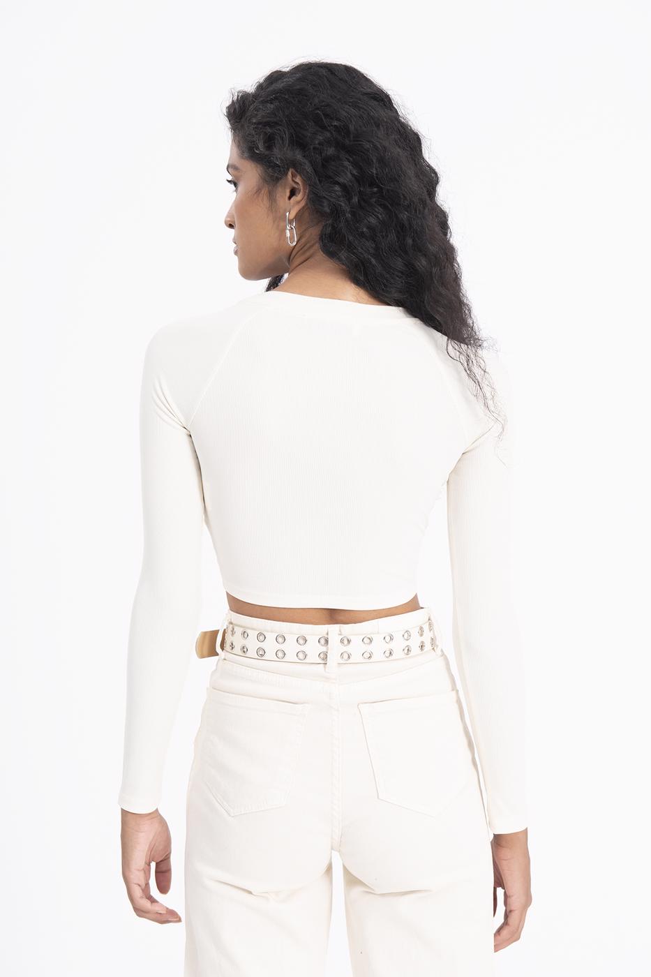 Bayan Ekru Crop Top